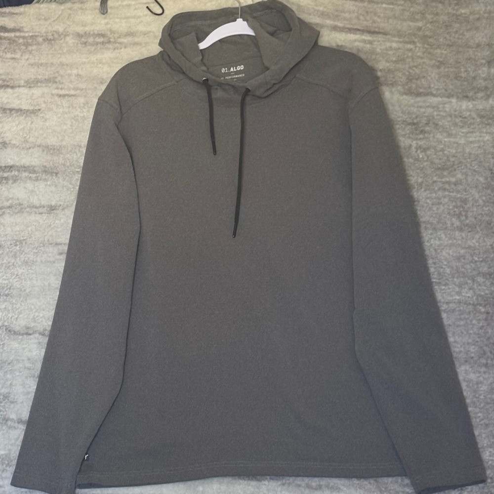 01.ALGO Performance Hoodie Mens XL Gray Quick Dry Moisture Wicking Pullover